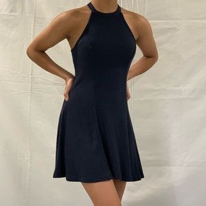 Halter Neck Navy Blue Dress